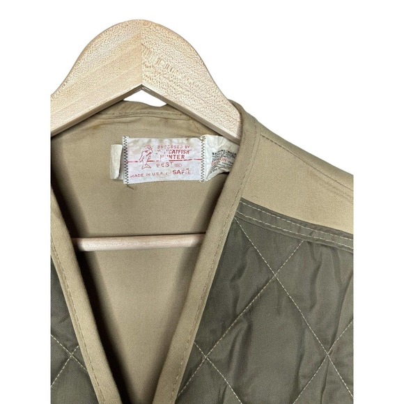 Vintage USA Jim Catfish Hunter SafTbak Tan Hunting Vest Duck Fly fish Washable L - Picture 4 of 4